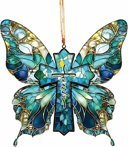 Christian Gifts for Women, Butterfly Suncatcher Ornaments, Religious Gifts for Women, Butterfly Gifts for Friends Mom Girl, Cross Decor, He is Risen Decor, Birthday Gifts for Mom Women in Saudi Arabia