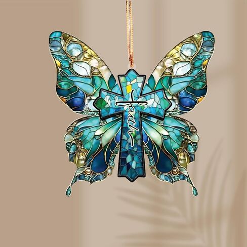 Christian Gifts for Women, Butterfly Suncatcher Ornaments, Religious Gifts for Women, Butterfly Gifts for Friends Mom Girl, Cross Decor, He is Risen Decor, Birthday Gifts for Mom Women in Saudi Arabia
