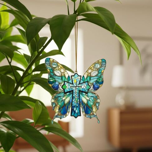 Christian Gifts for Women, Butterfly Suncatcher Ornaments, Religious Gifts for Women, Butterfly Gifts for Friends Mom Girl, Cross Decor, He is Risen Decor, Birthday Gifts for Mom Women in Saudi Arabia