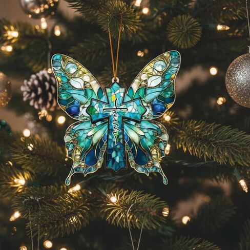 Christian Gifts for Women, Butterfly Suncatcher Ornaments, Religious Gifts for Women, Butterfly Gifts for Friends Mom Girl, Cross Decor, He is Risen Decor, Birthday Gifts for Mom Women in Saudi Arabia