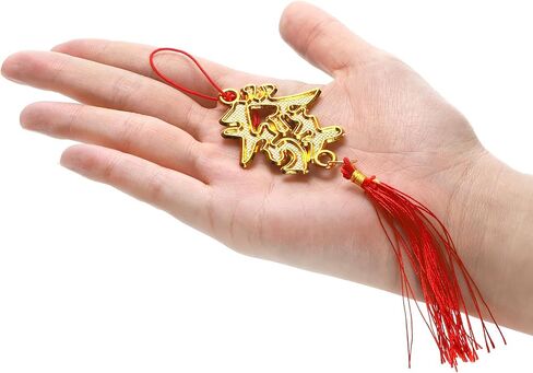 Eorbow 12 Pcs Chinese Knots, New Year Decoration Fu Character 3D Twin Fish Charm Tassel, Chinese Knotting Pendant Cord for Spring Festival Lunar Year Snake, Lucky Felt Hanging Ornament for Home Office in Kuwait