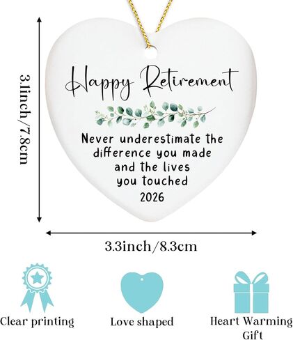 Retirement Gifts for Woman Never Ceramic Ornament Underestimate The Difference You Made Happy Retirement Gift for Teacher Coworker Nurse Friend Christmas Tree Decoration in Kuwait