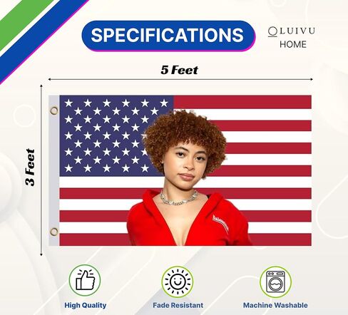 3x5 Ft Ice Rapper Spice Polyester Flag with 2 Grommets - Fun Tapestry Cool Wall Single Sided Flags for Decor College Dorm Room Guys - Icespice Poster American Flag Tapestry for Bedroom or Living Room in Kuwait