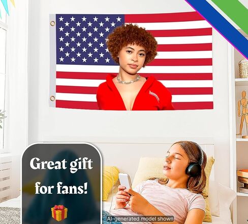 3x5 Ft Ice Rapper Spice Polyester Flag with 2 Grommets - Fun Tapestry Cool Wall Single Sided Flags for Decor College Dorm Room Guys - Icespice Poster American Flag Tapestry for Bedroom or Living Room in Kuwait