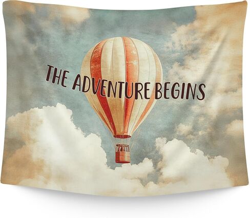 WAITPI Hot Air Balloon Nursery Tapestry Wall Hanging Decoration for Baby Boy Girl Toddler Bedroom, Vintage the Adventure Begins Wall Hanging Decor Tapestry for Kids Nursery Room Playroom, 40x30in in Saudi Arabia
