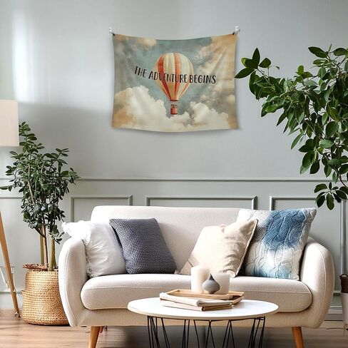 WAITPI Hot Air Balloon Nursery Tapestry Wall Hanging Decoration for Baby Boy Girl Toddler Bedroom, Vintage the Adventure Begins Wall Hanging Decor Tapestry for Kids Nursery Room Playroom, 40x30in in Saudi Arabia