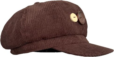 Women's Newsboy Hat Fashion Paperboy Painter Baker Boy Beret Cap Brown Corduroy Hat with Button Decor Vintage Hats Adjustable in Saudi Arabia