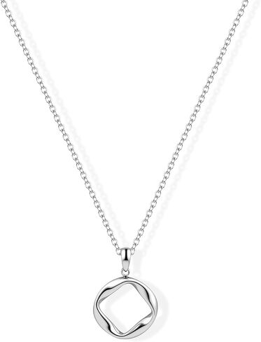 Infinity Circle Pendant Necklace Minimalist Eternal Mobius Silver Necklace Dainty Geometric Trendy Jewelry Gift for Women-Silver&14k Gold Plated in Saudi Arabia