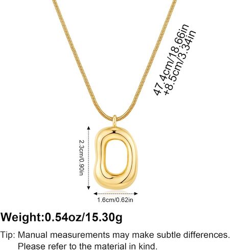 14K Gold Plated Chunky Gold Necklace for Women, Irregular Geometric Pendant Necklace with Smooth Snake Chain Modern Minimalist Jewelry Gift for Her in Saudi Arabia