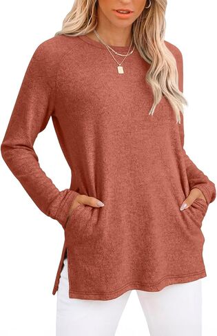 GKBK Womens Tunics or Tops to Wear with Leggings Long Sleeve Shirts Fall Casual Tunic Sweater with Pockets in Saudi Arabia