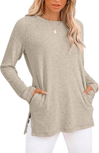 GKBK Womens Tunics or Tops to Wear with Leggings Long Sleeve Shirts Fall Casual Tunic Sweater with Pockets in Saudi Arabia