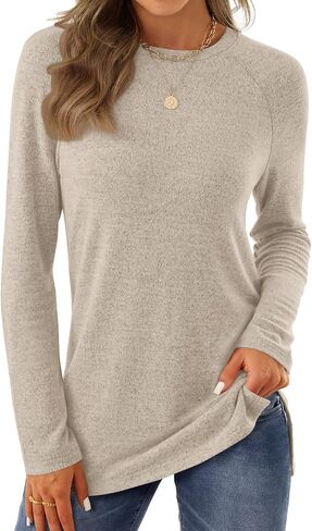 GKBK Womens Tunics or Tops to Wear with Leggings Long Sleeve Shirts Fall Casual Tunic Sweater with Pockets in Saudi Arabia