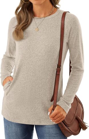 GKBK Womens Tunics or Tops to Wear with Leggings Long Sleeve Shirts Fall Casual Tunic Sweater with Pockets in Saudi Arabia