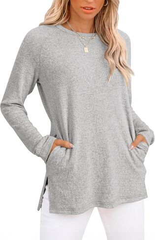 GKBK Womens Tunics or Tops to Wear with Leggings Long Sleeve Shirts Fall Casual Tunic Sweater with Pockets in Saudi Arabia