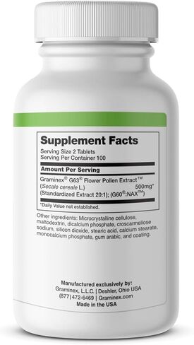 Graminex PollenAid Prostate Supplement: All Natural Prostate Support for Bladder Control & Urinary Tract Health, Rye Pollen Extract Made in USA, 200 Tablets in Saudi Arabia