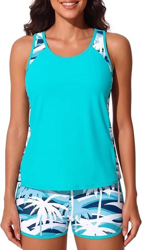 Blouson Tankini Swimsuits for Women Tummy Control Two Piece Bathing Suits with Sporty Pockets Tankini Tops in Kuwait