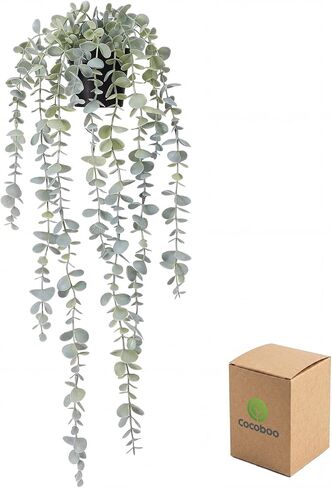 COCOBOO 1pcs Artificial Hanging Plants Fake Eucalyptus Potted Plant Hanging Plant for Wall Room Home Indoor Outdoor Shelf Decoration in Saudi Arabia