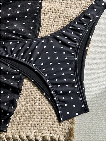 Milumia Women's 3 Piece Swimsuits Polka Dots Halter Triangle Bikini Set with Cover Up Skirt in Kuwait
