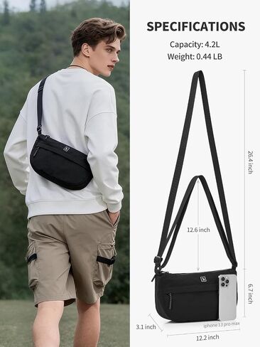 OIWAS Nylon Small Crossbody Bag Lightweight Crescent Bag Shoulder Bag with Waterproof Zippers Adjustable Strap in Saudi Arabia