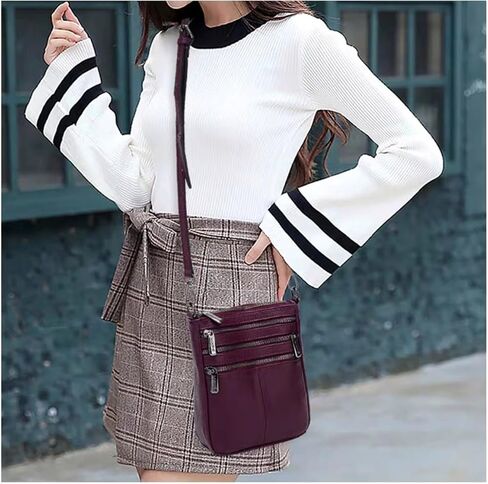Genuine Leather Mini Small Crossbody Bag for Women, Shoulder Messenger Phone Bag with Multi Zipped Compartments in Kuwait