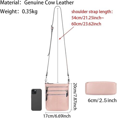 Genuine Leather Mini Small Crossbody Bag for Women, Shoulder Messenger Phone Bag with Multi Zipped Compartments in Kuwait