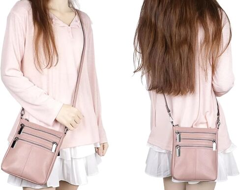 Genuine Leather Mini Small Crossbody Bag for Women, Shoulder Messenger Phone Bag with Multi Zipped Compartments in Kuwait