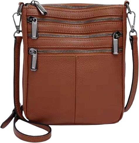 Genuine Leather Mini Small Crossbody Bag for Women, Shoulder Messenger Phone Bag with Multi Zipped Compartments in Kuwait