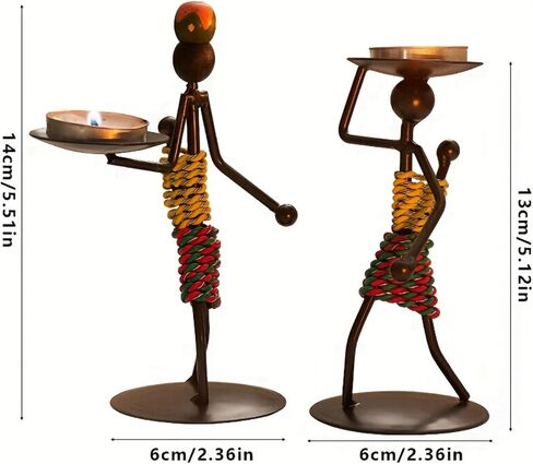 2PCS Creative Human Figure Iron Candle Holder Stand Candlestick for Home Decor Party Centerpiece Stable Multi-Functional Metal Candle Stick Holder in Kuwait