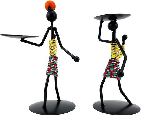 2PCS Creative Human Figure Iron Candle Holder Stand Candlestick for Home Decor Party Centerpiece Stable Multi-Functional Metal Candle Stick Holder in Kuwait