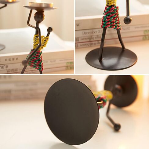 2PCS Creative Human Figure Iron Candle Holder Stand Candlestick for Home Decor Party Centerpiece Stable Multi-Functional Metal Candle Stick Holder in Kuwait