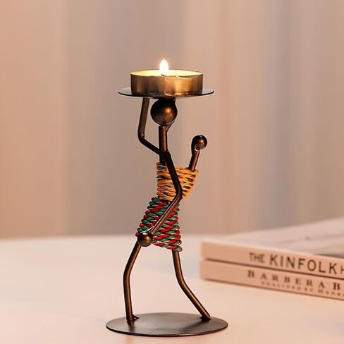 2PCS Creative Human Figure Iron Candle Holder Stand Candlestick for Home Decor Party Centerpiece Stable Multi-Functional Metal Candle Stick Holder in Kuwait