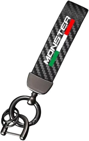 Motorcycle Key Ring Carbon Fiber Key for Ducati Monster Leather Key Chain Anti-Lost Ring Keyring Lanyard Moto Accessories in Kuwait