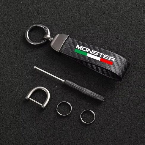 Motorcycle Key Ring Carbon Fiber Key for Ducati Monster Leather Key Chain Anti-Lost Ring Keyring Lanyard Moto Accessories in Kuwait