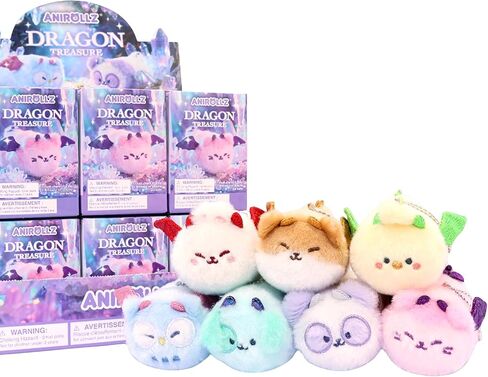 Anirollz Dragon Treasure Blind Surprise Box 3.5 Inch Plush Keychain Collectible Random Character Charm Keyring Accessory in Saudi Arabia
