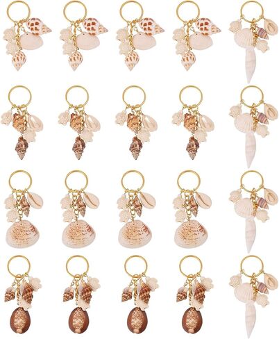 20 Pcs 5 Style Ocean Shell Conch Keychains Shell Pendant Keyring with Iron Split Key Rings Keychains Accessories for Key Backpack Decoration in Saudi Arabia