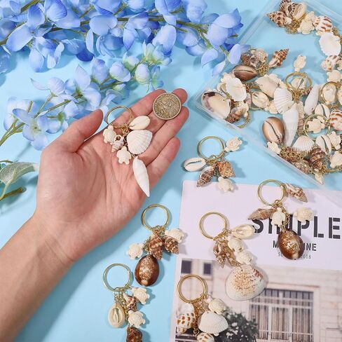 20 Pcs 5 Style Ocean Shell Conch Keychains Shell Pendant Keyring with Iron Split Key Rings Keychains Accessories for Key Backpack Decoration in Saudi Arabia