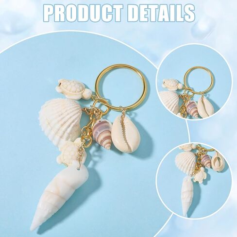 20 Pcs 5 Style Ocean Shell Conch Keychains Shell Pendant Keyring with Iron Split Key Rings Keychains Accessories for Key Backpack Decoration in Saudi Arabia