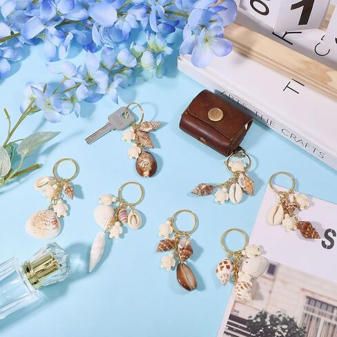 20 Pcs 5 Style Ocean Shell Conch Keychains Shell Pendant Keyring with Iron Split Key Rings Keychains Accessories for Key Backpack Decoration in Saudi Arabia