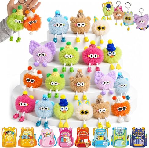 24 Sets Back to School Gifts for Students Teachers Cute Plush Keychains with Gift Cards First Day of School Stuffed Toys Keychains for Boys Girls Classroom Exchange Gifts Birthday Party Favors in Kuwait
