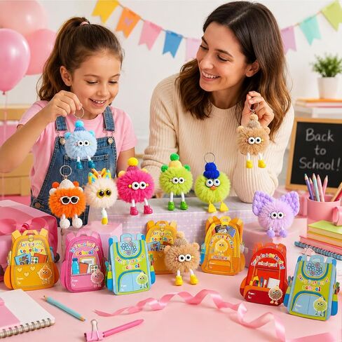 24 Sets Back to School Gifts for Students Teachers Cute Plush Keychains with Gift Cards First Day of School Stuffed Toys Keychains for Boys Girls Classroom Exchange Gifts Birthday Party Favors in Kuwait