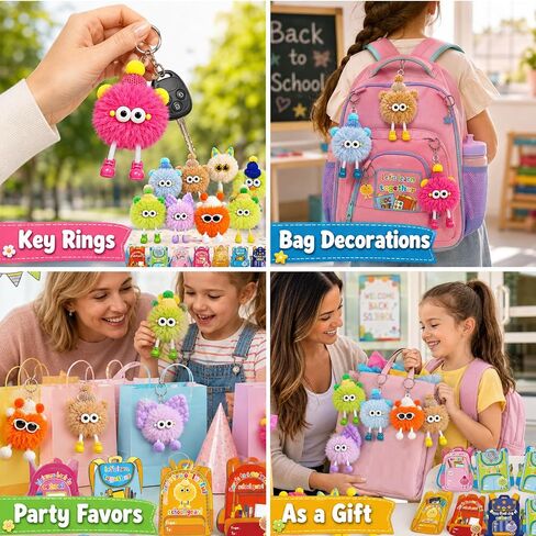 24 Sets Back to School Gifts for Students Teachers Cute Plush Keychains with Gift Cards First Day of School Stuffed Toys Keychains for Boys Girls Classroom Exchange Gifts Birthday Party Favors in Kuwait