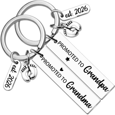 Promoted To Grandma Grandpa Keychain Pregnancy Announcement For Grandparents First Time Grandma To Be Gifts Grandpa Gifts Est 2026 in Saudi Arabia
