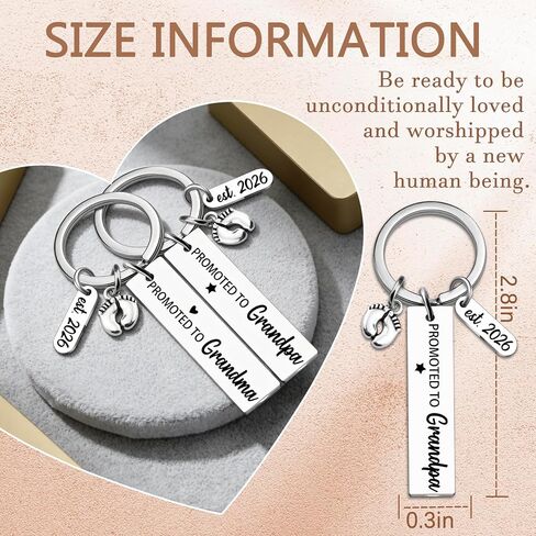 Promoted To Grandma Grandpa Keychain Pregnancy Announcement For Grandparents First Time Grandma To Be Gifts Grandpa Gifts Est 2026 in Saudi Arabia