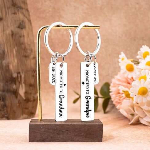 Promoted To Grandma Grandpa Keychain Pregnancy Announcement For Grandparents First Time Grandma To Be Gifts Grandpa Gifts Est 2026 in Saudi Arabia