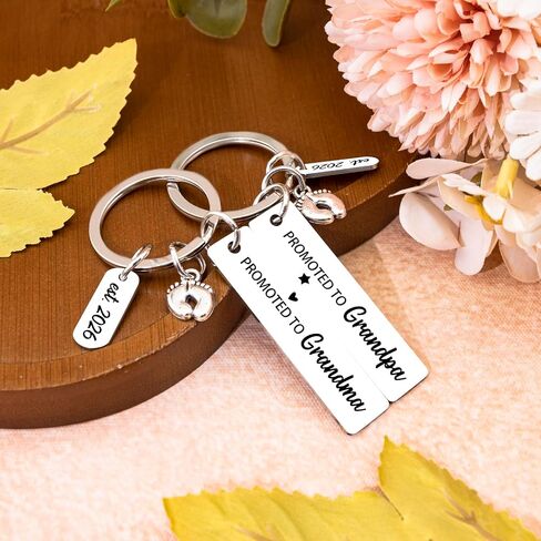 Promoted To Grandma Grandpa Keychain Pregnancy Announcement For Grandparents First Time Grandma To Be Gifts Grandpa Gifts Est 2026 in Saudi Arabia