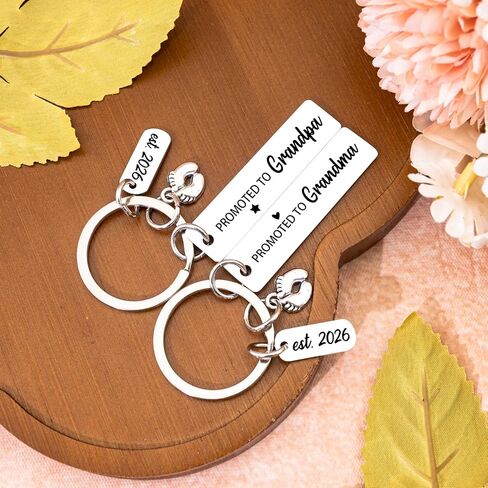 Promoted To Grandma Grandpa Keychain Pregnancy Announcement For Grandparents First Time Grandma To Be Gifts Grandpa Gifts Est 2026 in Saudi Arabia