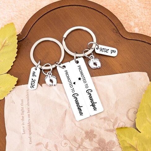 Promoted To Grandma Grandpa Keychain Pregnancy Announcement For Grandparents First Time Grandma To Be Gifts Grandpa Gifts Est 2026 in Saudi Arabia