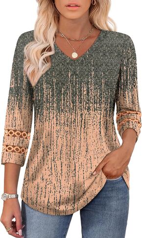 3/4 Length Sleeve Womens Tops Dressy Casual Blouses for Women 2026 Trendy T Shirts Summer Clothes in Kuwait