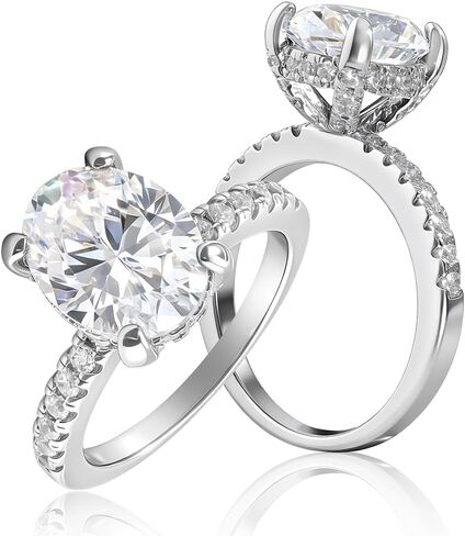 3CT Oval Cut Moissanite Engagement Rings for Women, D Color VVS1 GRA Certified s925 Sterling Silver Promise Rings for Her in Saudi Arabia