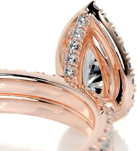 4 CT Pear Cut Halo Wedding Ring Set Handmade Engagement Ring for Women Anniversary Promise Gifts for Her Moissanite in Kuwait